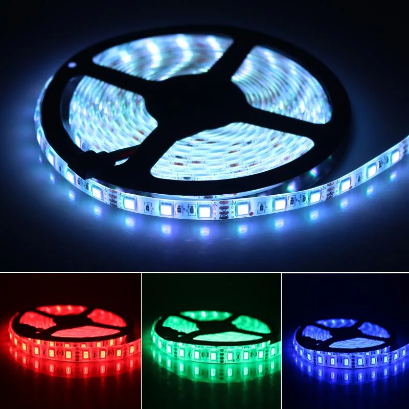 5050 led strip white waterproof 5m rgb 12v tape 2835 smd light 60Led/m ribbon diode indoor deco | Лампы и освещение