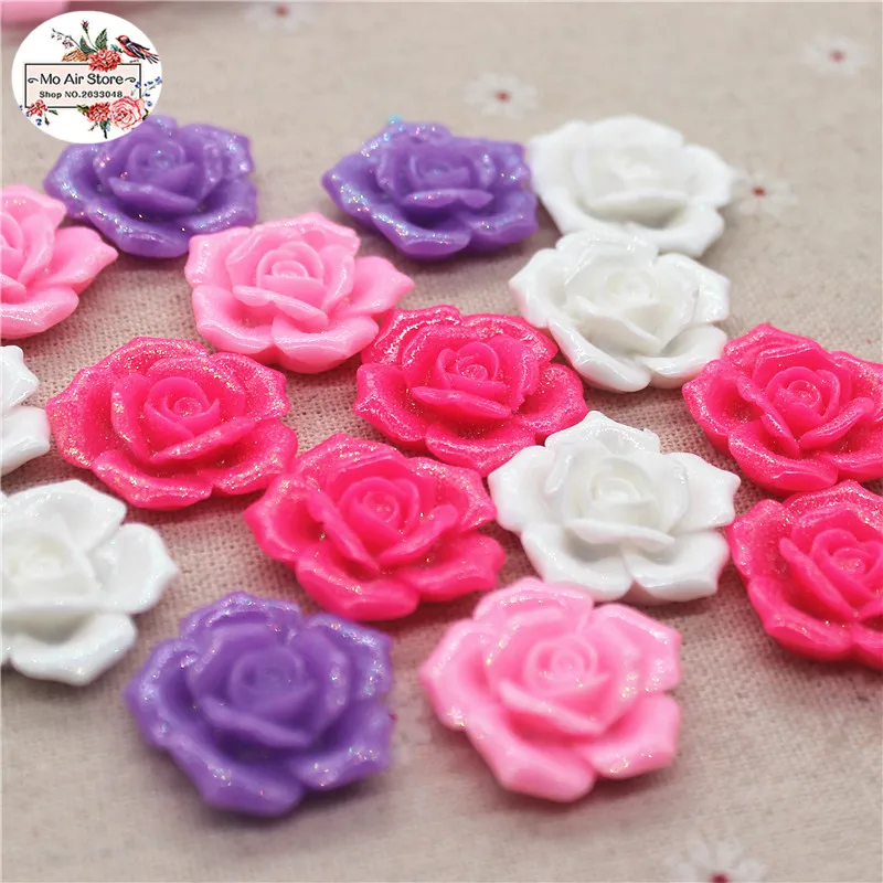 10 шт. 28 мм разноцветный блестящий цветок из смолы с плоским основанием Кабошон DIY