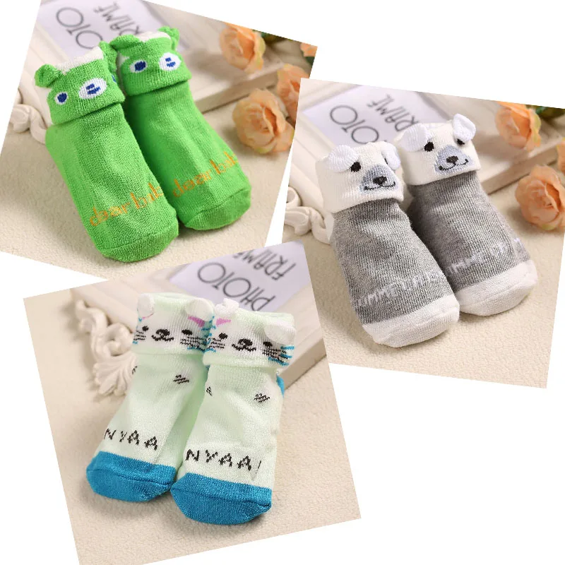 3 пар/лот с рисунком с героями мультфильмов носки для новорожденных, детей, без застежки, носки-тапочки без косточек; без клея носки для новорожденных из хлопка