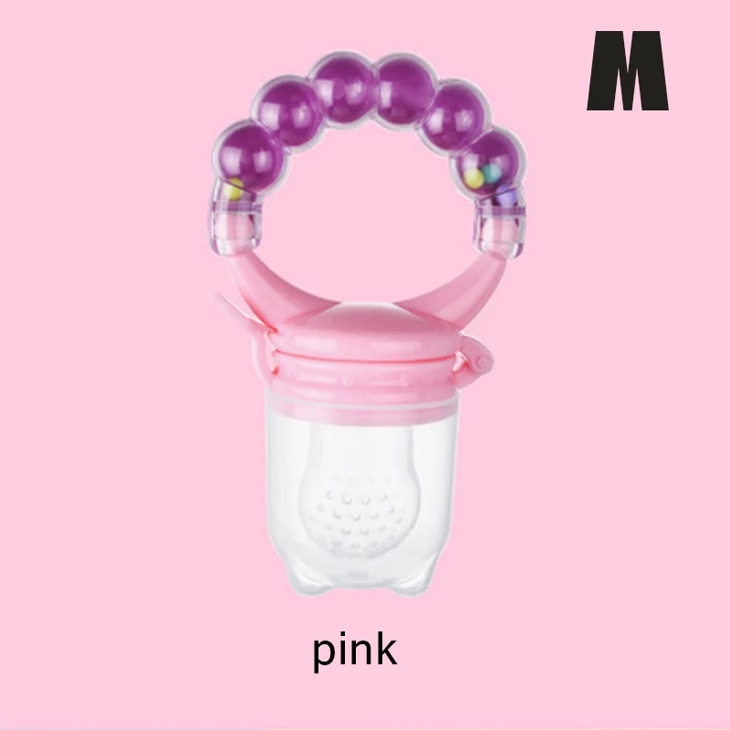 Pink M Прорезыватель для зубов для новорожденных с фруктовым музыкальным соском, пища, Прорезыватель для зубов, силиконовый Прорезыватель для зубов, безопасный питатель для укуса, Прорезыватель для зубов, уход за полостью рта - Color: Pink M