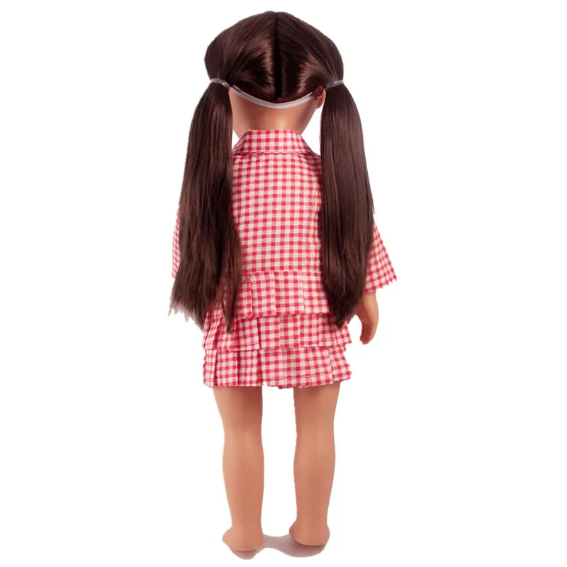 Clothes For 18inch United States Girl Doll Red Grid Blouse Dress With Sunhat Accessories Fit Dolls | Игрушки и хобби