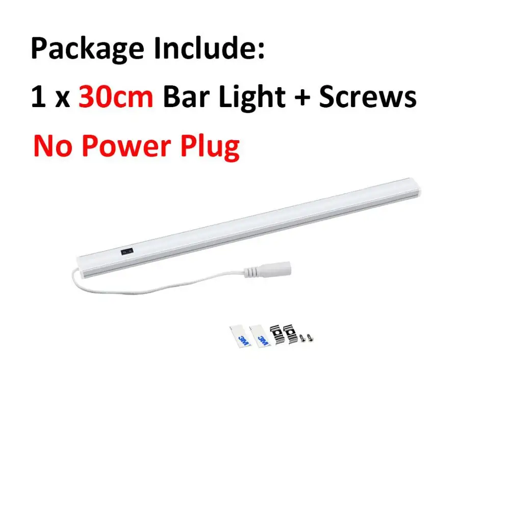 1 pcs 30cm No Plug Ручная развертка переключатель движения Сенсор светодиодный 12V бар светильник полоски шкаф Кухня светильник Спальня шкаф для одежды шкаф ночника 30/40/50 см - Испускаемый цвет: 1 pcs 30cm No Plug