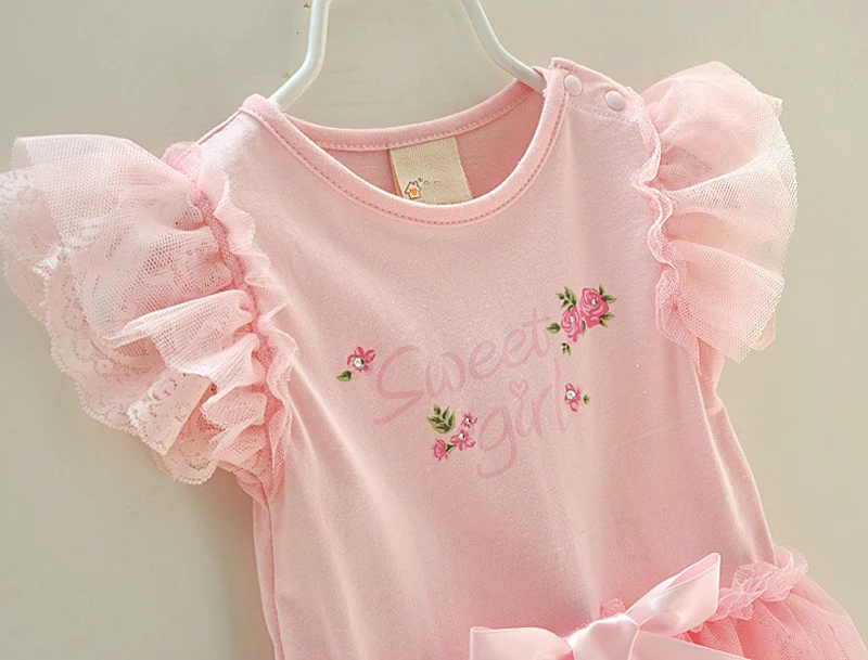 Летнее хлопковое боди для новорожденных девочек 1 предмет Кружевное принцессы