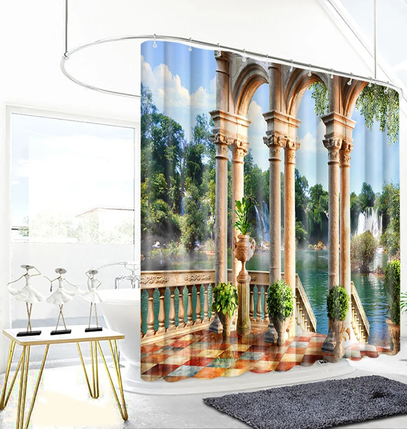 Водонепроницаемый Душ занавес отрезать павильон Римский камень