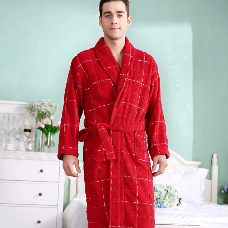 Махровый хлопковый ночной халат без азо Мужская одежда для сна мужской горячая