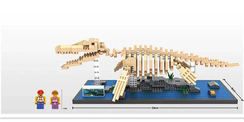 LOZ 9024 Юрского периода Mosasaurus Fossil скелет динозавра 3D модель DIY Nano Конструкторы