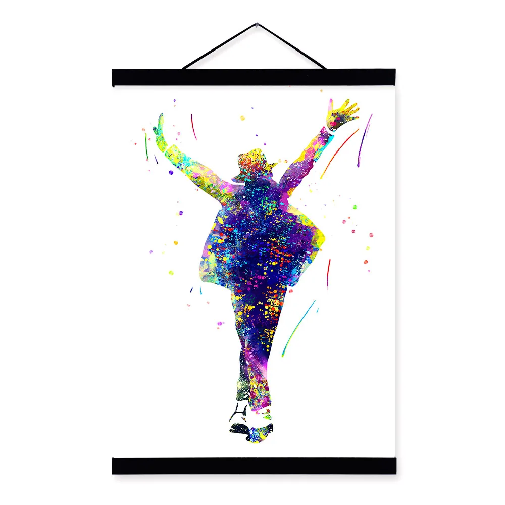 Триптих оригинальные акварельные музыкальные знаменитости Майкл Джексон поп