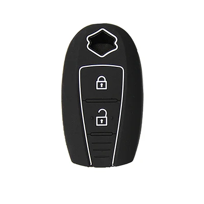 Black White OkeyTech 2 кнопки силиконовый чехол Корпус умного ключа для Suzuki Swift Kizashi SX4 S-Cross автомобиль без ключа комплект fob кожи держатель Защита - Название цвета: Black White