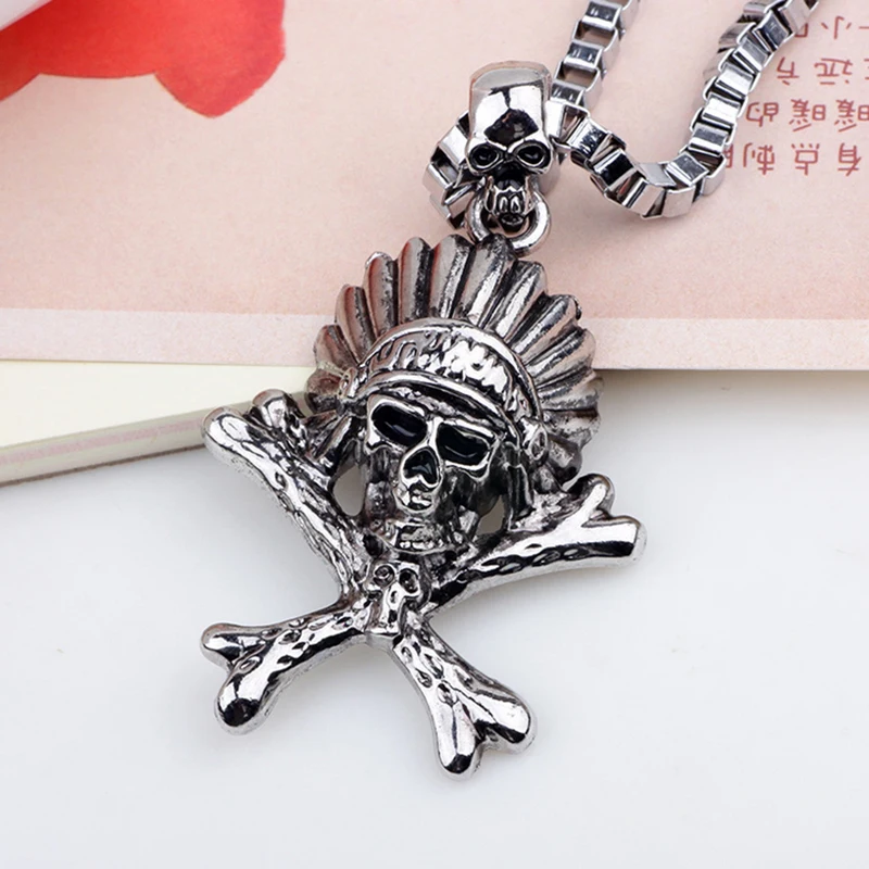 Ожерелье с подвеской в виде черепа винтажное ожерелье стиле индийских шефов