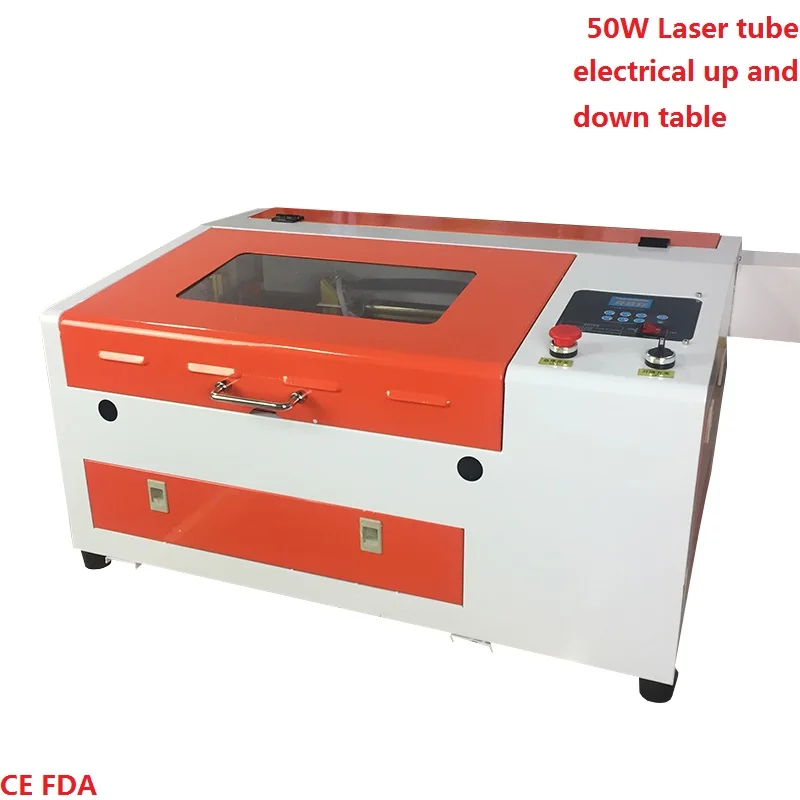 

50w electrical up and down table M2 system China famous laser tube laser engraver cutter for rubber stamp wood acrylic plywood