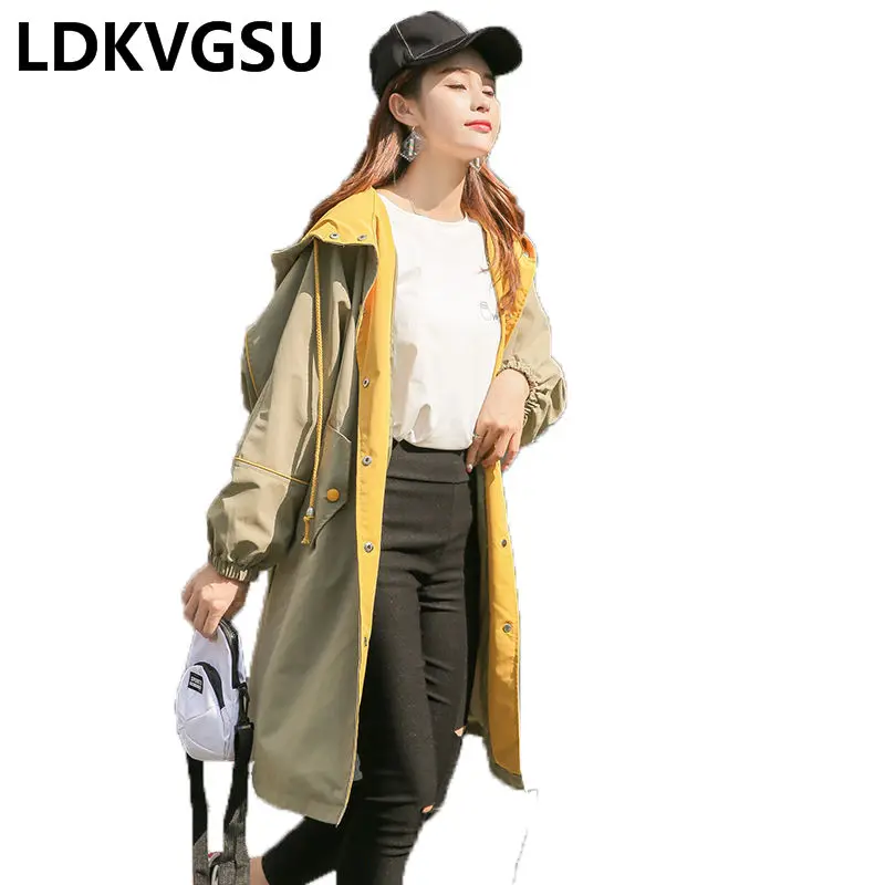 Женская однобортная парка с капюшоном свободная длинная хлопковая утепленная