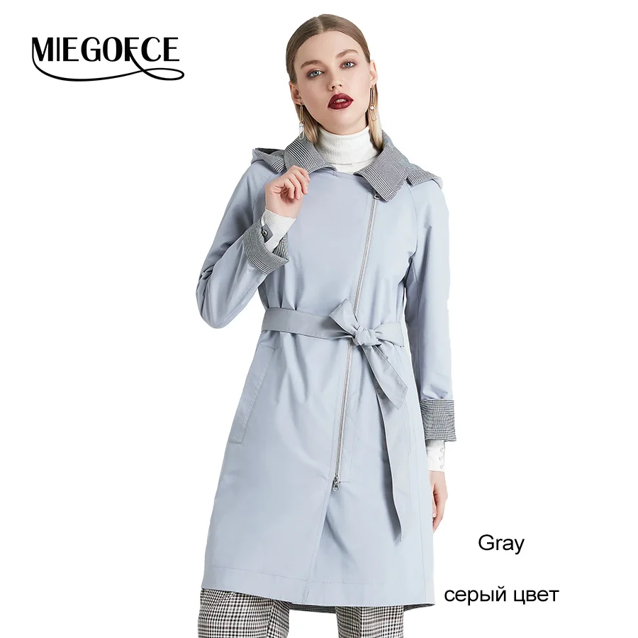 309 Gray MIEGOFCE продукт весна осень женский ветрозащитный теплый женское пальто европейской и американской модели ветрозащитная куртка - Цвет: 309 Gray