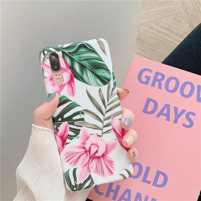 Летний художественный чехол с цветами для huawei p20 lite Mate20 pro матовый Силиконовый