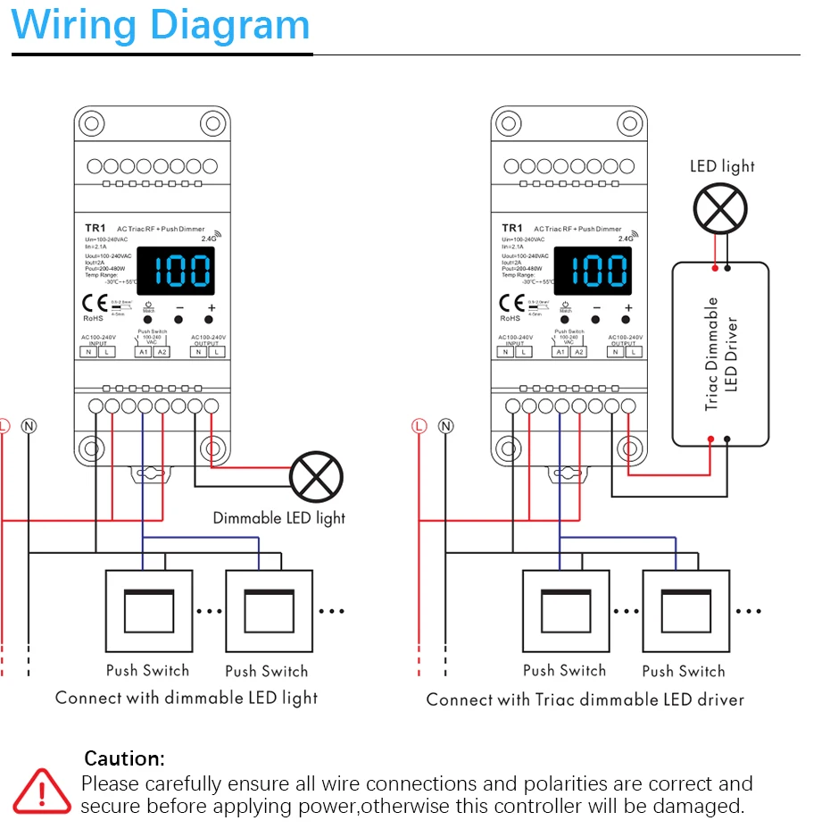 Диммер СВЕТОДИОДНЫЙ 220 в 230 В 110 В AC Triac беспроводной Wifi РЧ с регулируемой яркостью кнопочный переключатель с 2,4G дистанционным диммером переключатель на din-рейке светодиодный лампочка