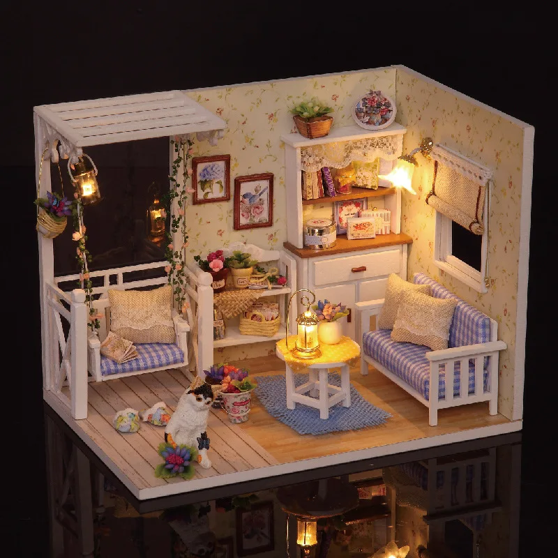 

Diy house - kitten, handmade assembly model house, house building toys,cute room,Model toys, romantic birthday gifts