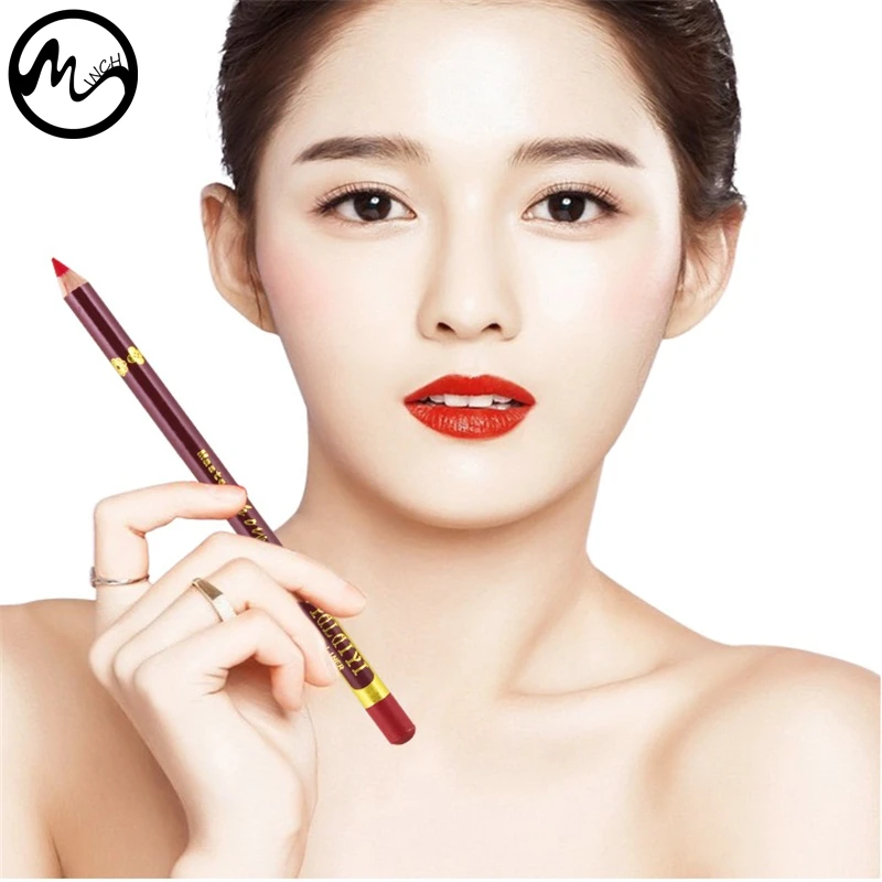 Карандаш для губ водостойкий 12 цветов телесный деревянный|lipliner pen|lip liner pencil