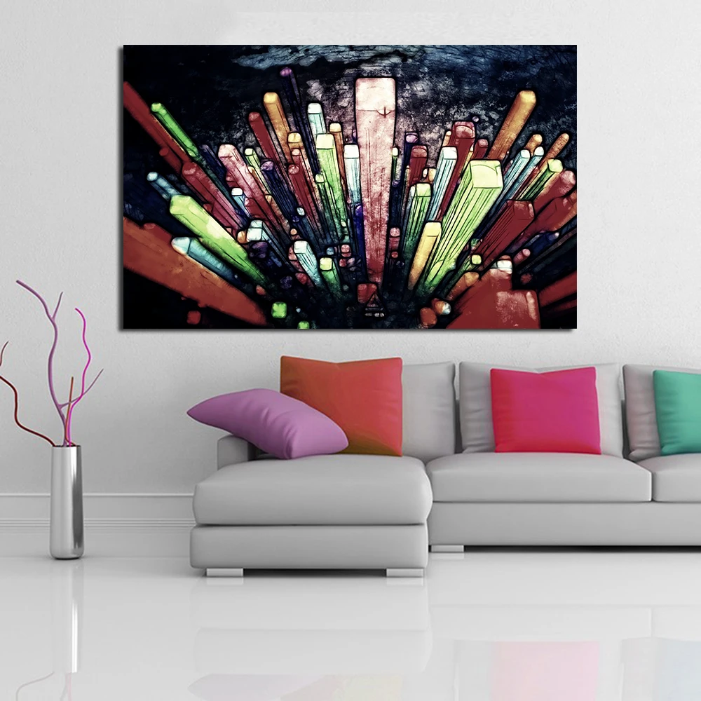 Картина JQHYART для домашнего декора высокие здания в Ночной комнате Современная на