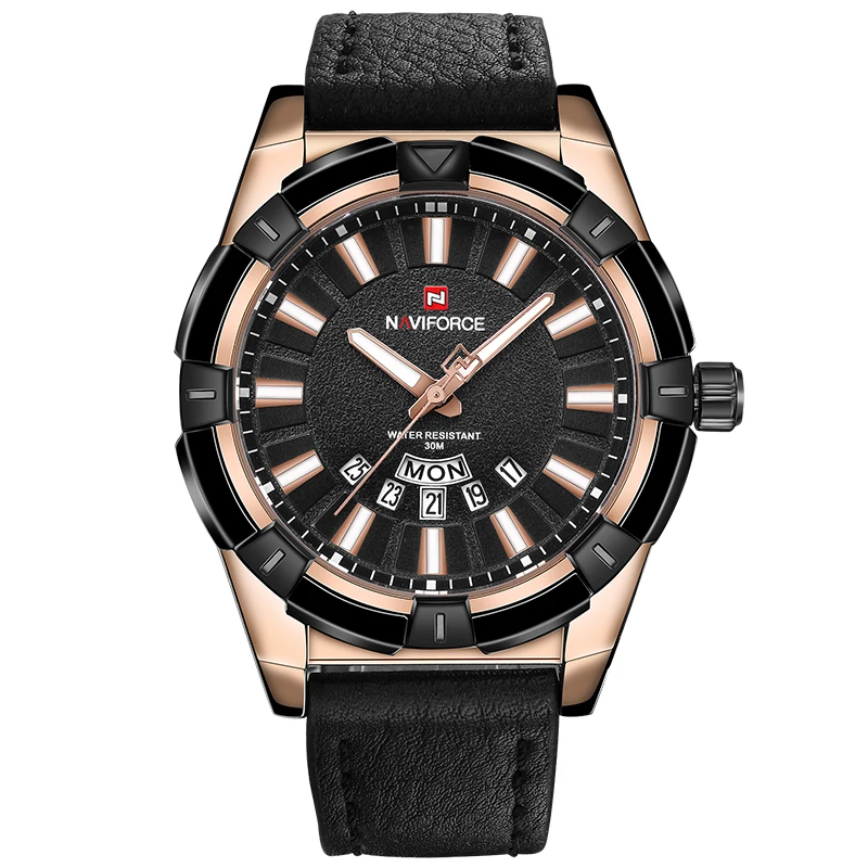 NAVIFORCE Brand Men Fashion Casual Sports Watches Men's Quartz Date Clock Man Waterproof Leather Wrist Watch Relogio Masculino | Наручные