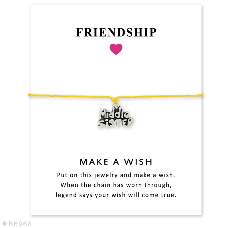 Большой маленький талисман сестры карточка браслеты мама Хоуп лучший Joy Angel мира