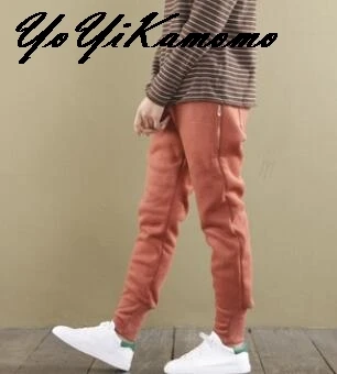 Orange YoYiKamomo новые женские зимние штаны оригинальные винтажные однотонные плотные флисовые хлопковые льняные брюки большого размера женские брюки - Цвет: Orange