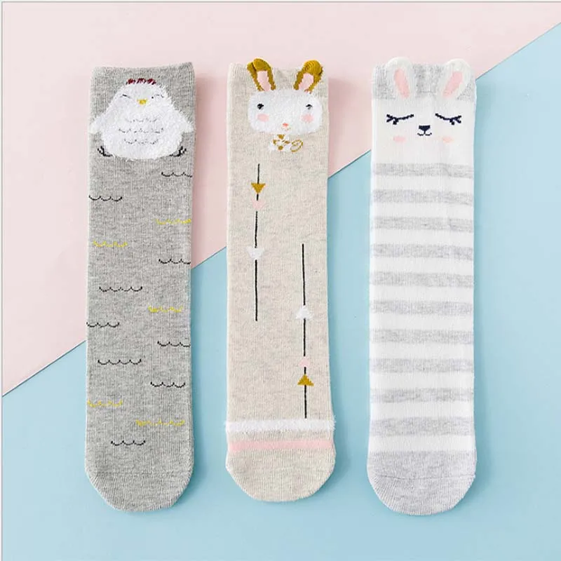 3 пар/лот новые детские носки гольфы для малышей подколенки девочек длинные