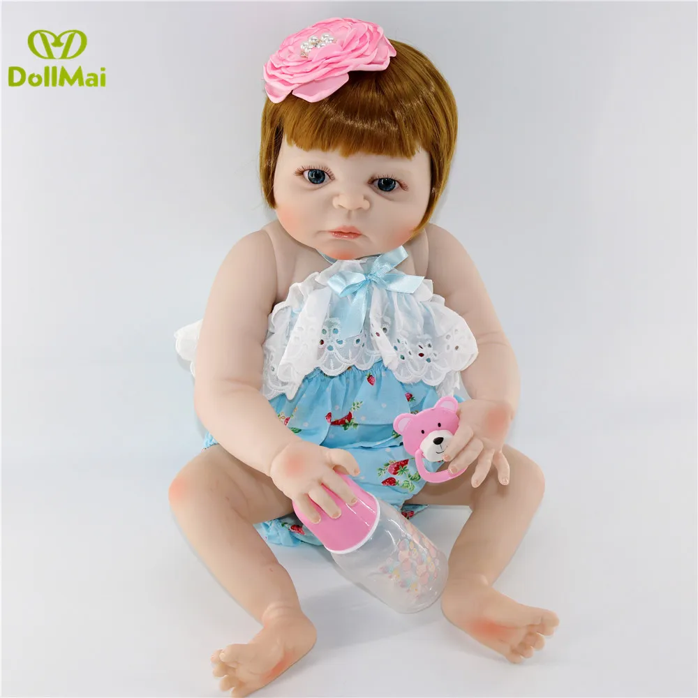 DollMai 57 см полное Силиконовое боди Reborn Baby Doll игрушка Реалистичная новорожденная
