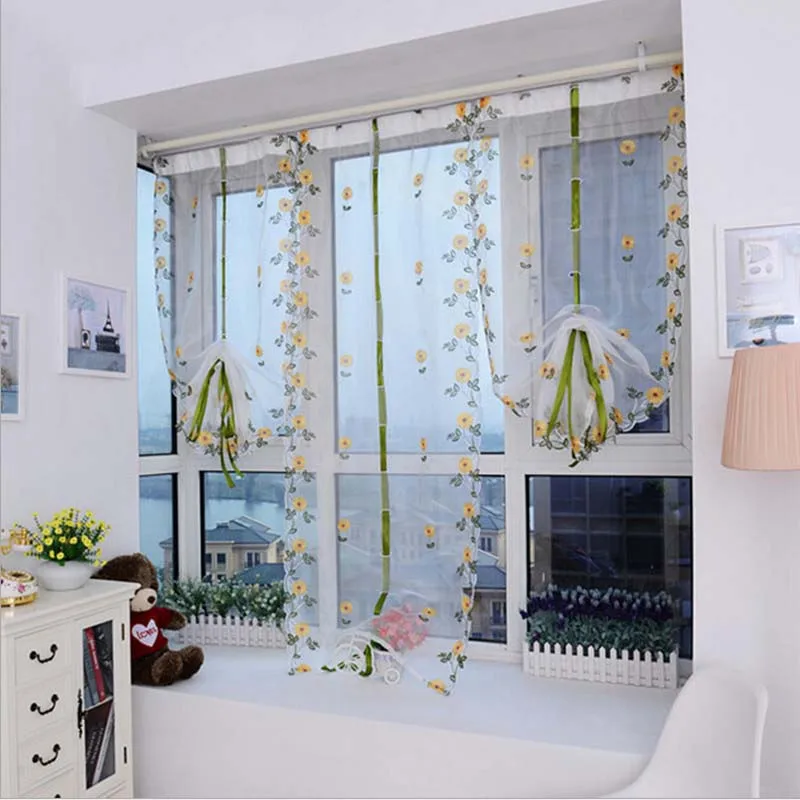 Новое Прибытие Роман Желтый Цветочный Узор Занавес Цветочные Отвесные Оконные