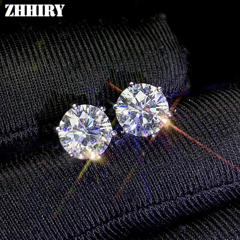 ZHHIRY настоящий Муассанит 925 пробы серебряные серьги гвоздики в виде капель с