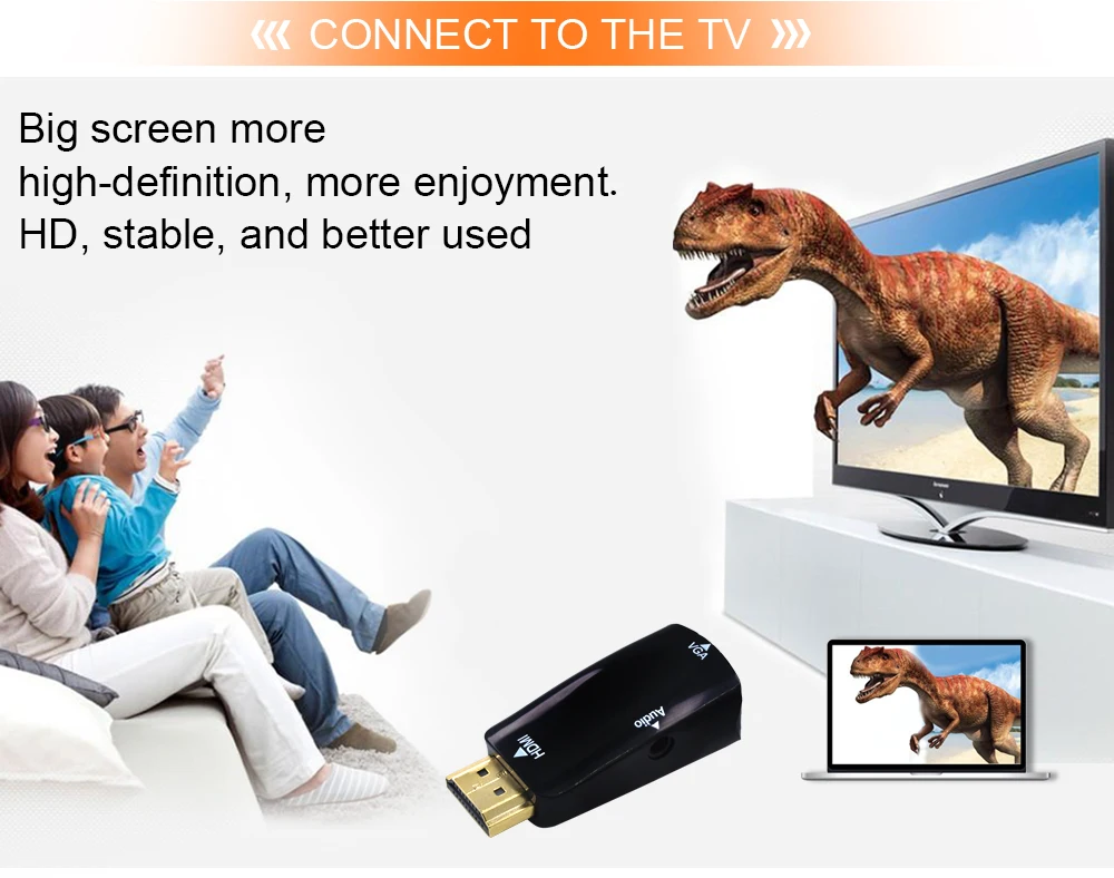TISHRIC HDMI TO VGA Adapter Digital TO Analog Audio Converter With Audio Cable Support HD 1080P For Laptop TV Box Projector