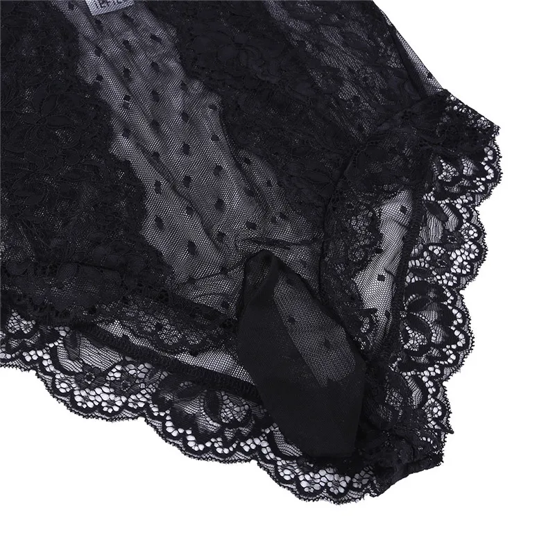 Черное мужское слитное кросс платье FEESHOW нижнее белье Прозрачное Кружевное боди