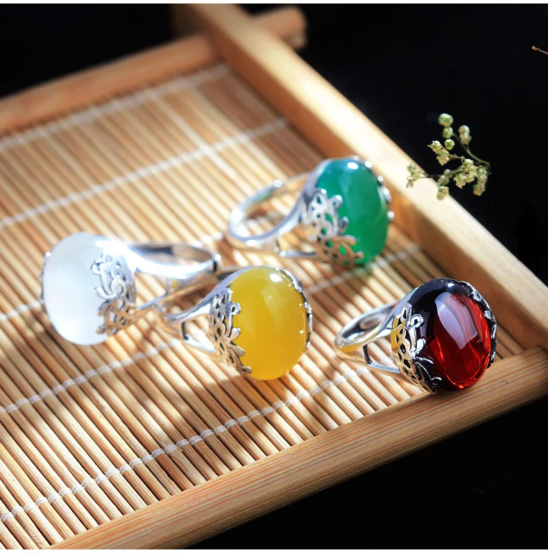 MOONROCY серебро Цвет Vintage Opal кольца красный зеленый желтый кольцо вечерние ювелирные изделия оптом для Для женщин подарок для девочек; Прямая поставка