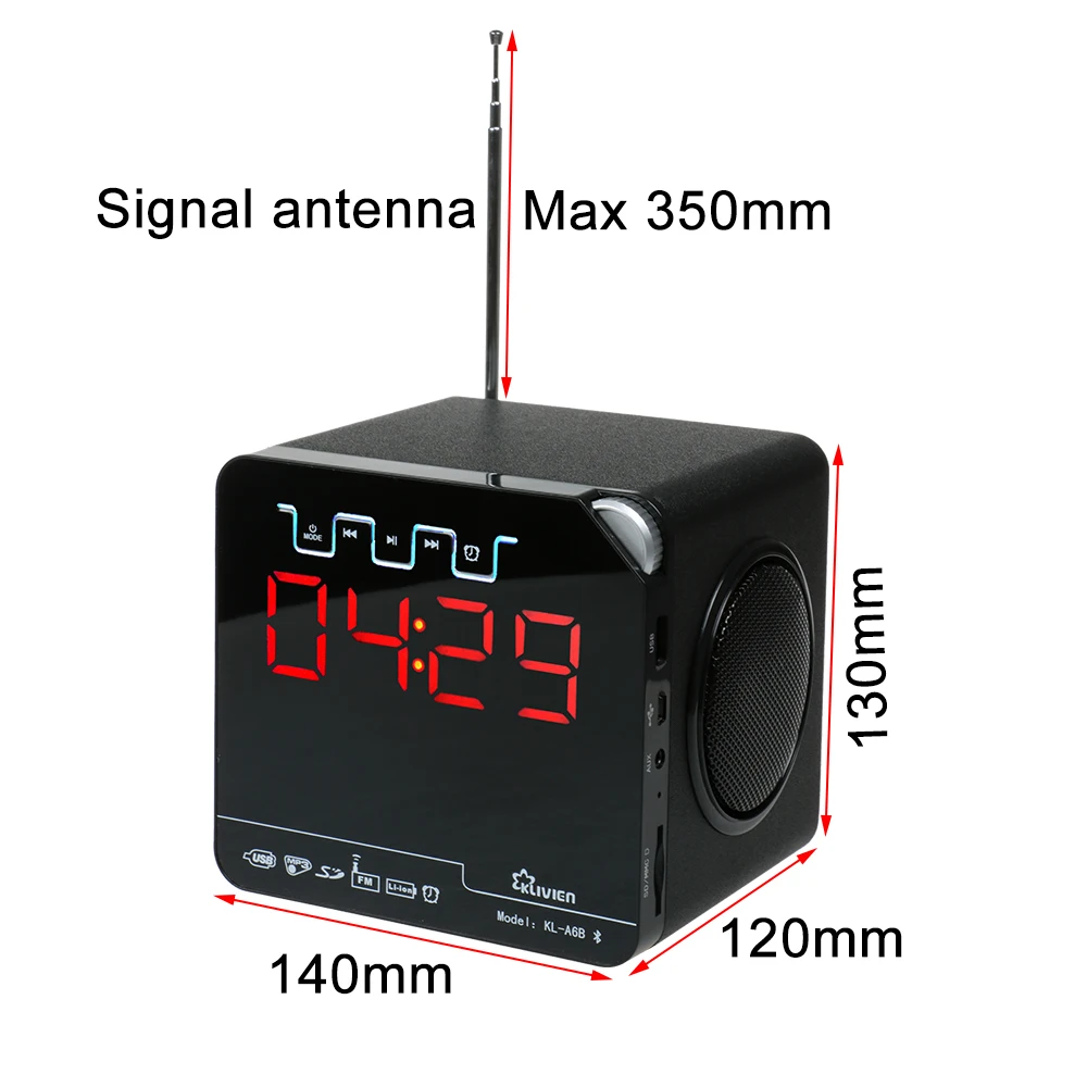 Abuzhen bluetooth колонка портативная беспроводная fm радио с будильником светодиодный
