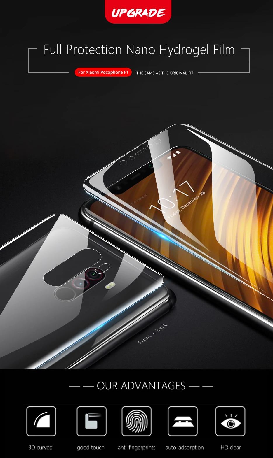 CHYI 3D изогнутая пленка для Pocophone F1 защита экрана полное покрытие нано Гидрогелевая пленка подходит для Arc экран с инструментами не закаленное стекло