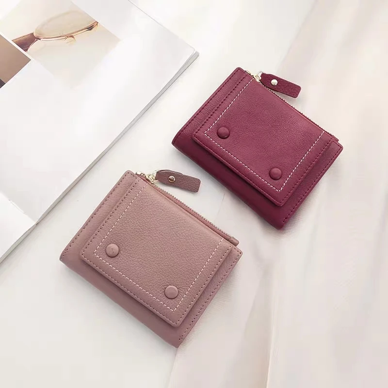 Женский маленький кошелек из мягкой натуральной кожи короткие женские кошельки