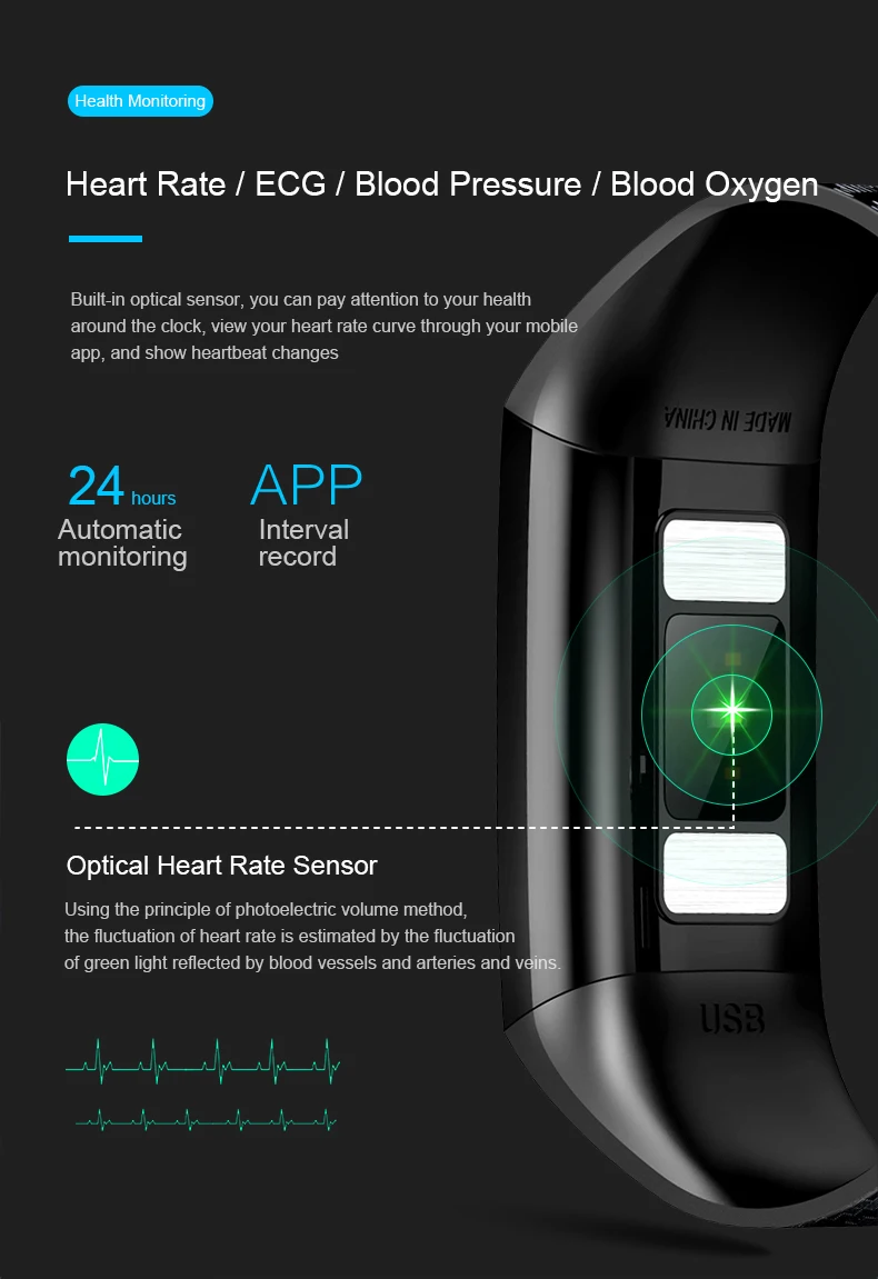KSUN KSS701 Смарт-часы фитнес-браслет MiBand Band 3 большой сенсорный экран oled-сообщение частота сердечных сокращений смарт-браслет