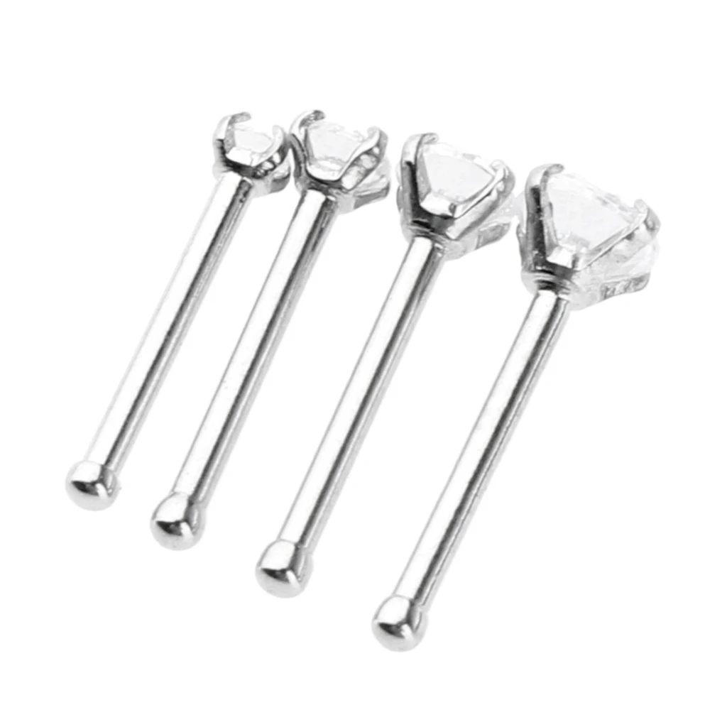 Phenovo 4 Pcs Body Jewelry 7mm Long Straight Bar 1.5mm 2mm 2.5mm 3mm Assorted Size CZ Crystal fit Nose Lip Ear Tragus Piercing | Украшения
