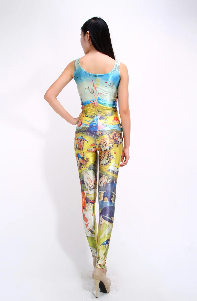 Женский комбинезон облегающий без рукавов с 3D принтом в виде сада земных желаний