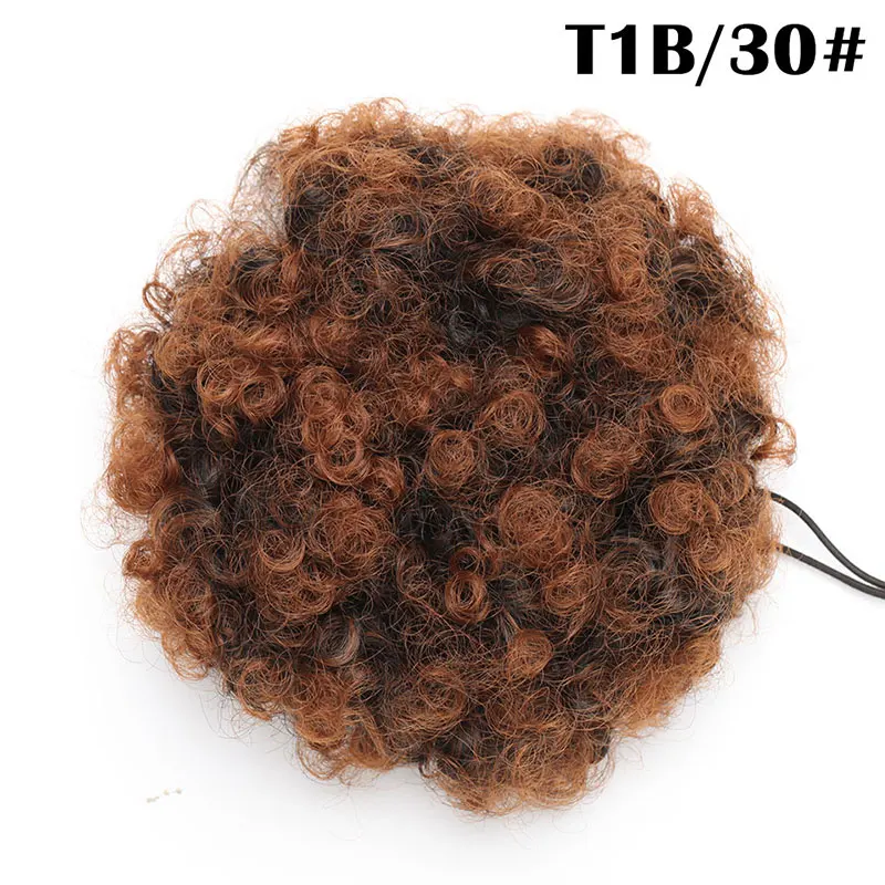 dark black auburn-1 S-noilite " 8" синтетический слоеный афро короткий кудрявый шиньон волос булочка шнурок конский хвост обруч шиньон поддельные волосы для наращивания - Цвет: dark black auburn-1