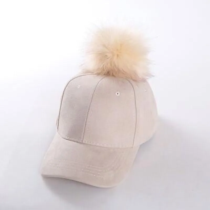 Invierno Pompón Rosa Suede Mujeres Gorra De becisbol de la Calle otomino Gorro Negro De Moda Elegante Mujer Sombrero De Hip Ho