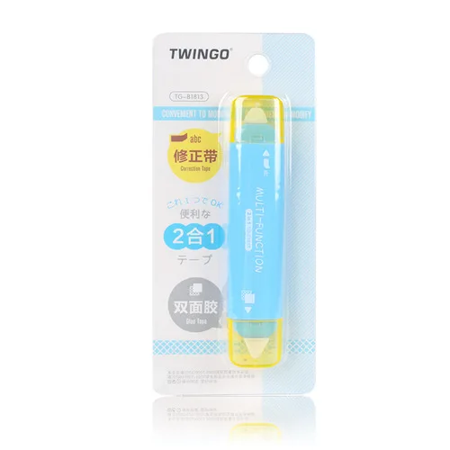 1Pcs Kawaii Two In One Mini Double Head Correction Tape Adhesive Tape Glue Learning Stationery - Цвет: Blue