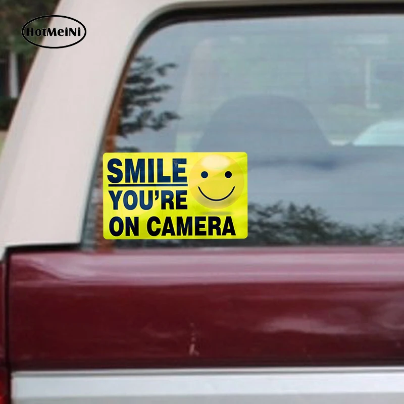 Автомобильный стикер HotMeiNi "INSIDE" SMILE YOU'RE ON CAMERA Sticker s Video Alarm Security System наклейка 13