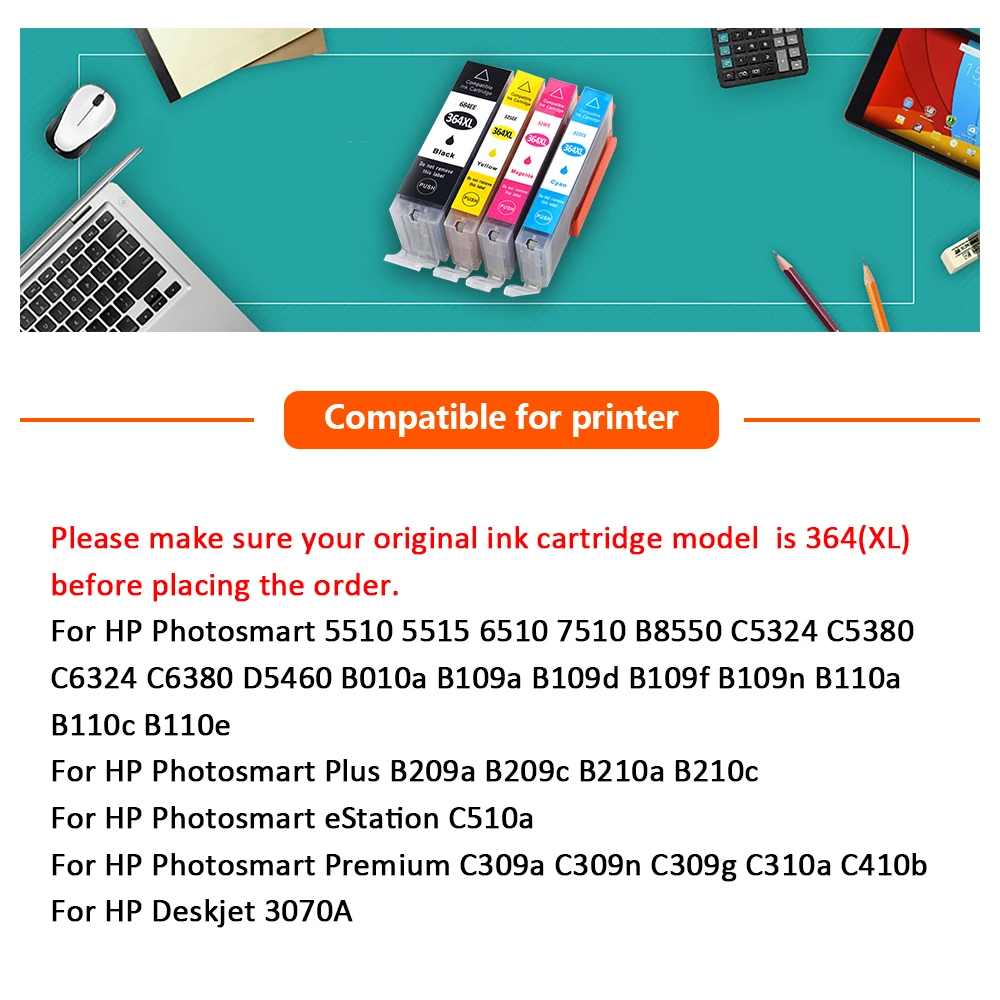 Hisaint 4 шт. черный для HP 364 XL совместим с женскими моделями xl Deskjet 3070A 5510 6510