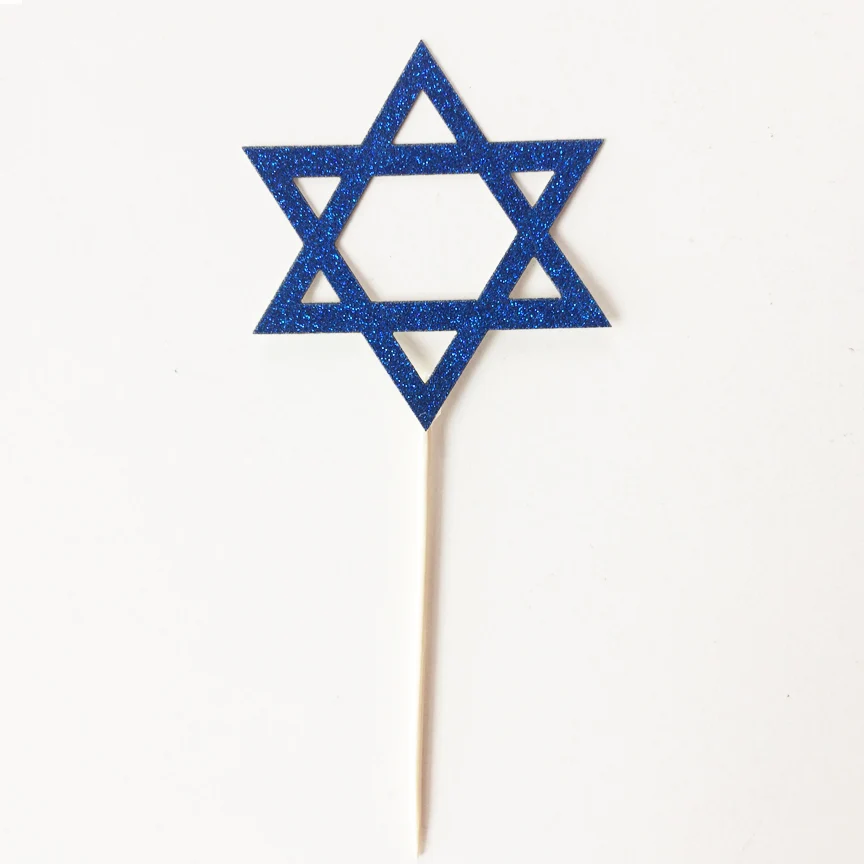 Звездные давидские топперы для кексов. Декорации Hanukkah. Выбор партии. Мазель тов.