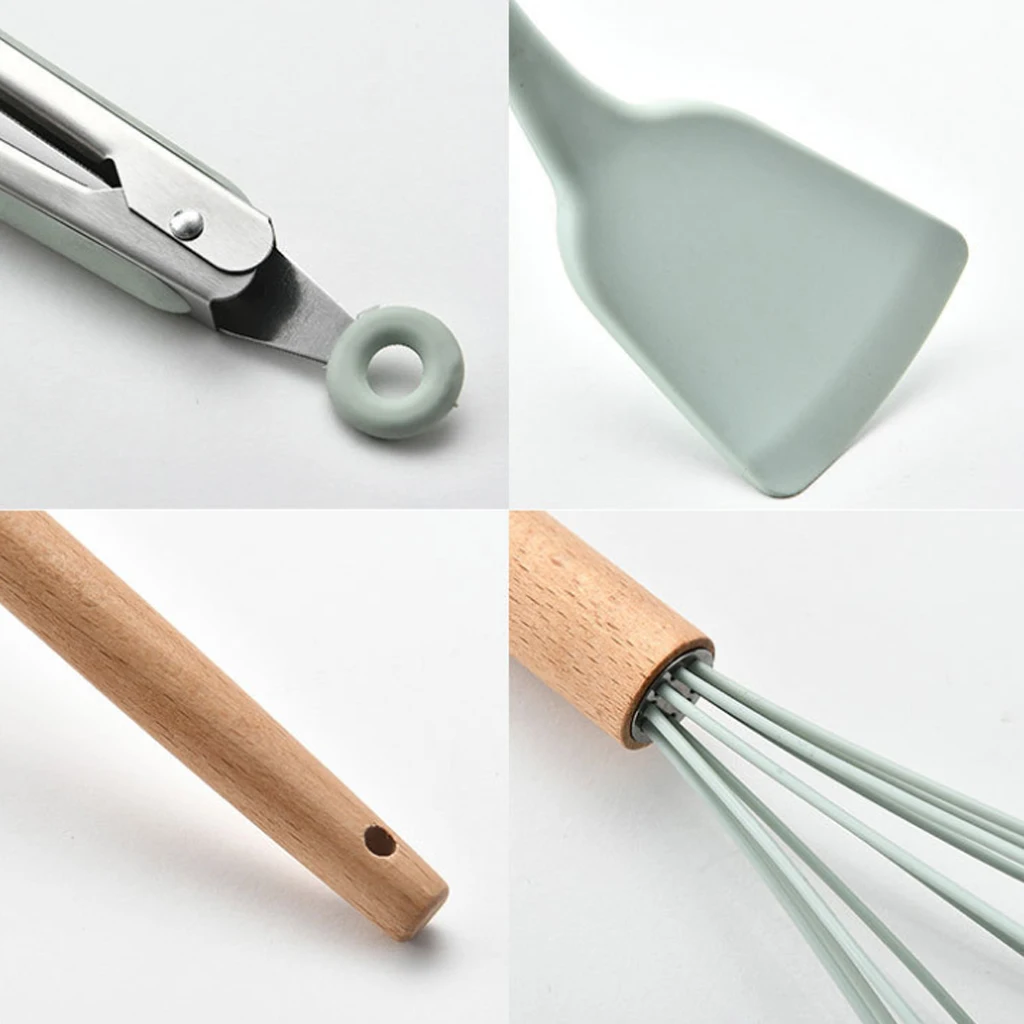 9/12 Pcs Tools Cooking Premium Silicone Kitchen Utensils Set With Storage Box Turner Tongs Spatula Soup Spoon | Дом и сад