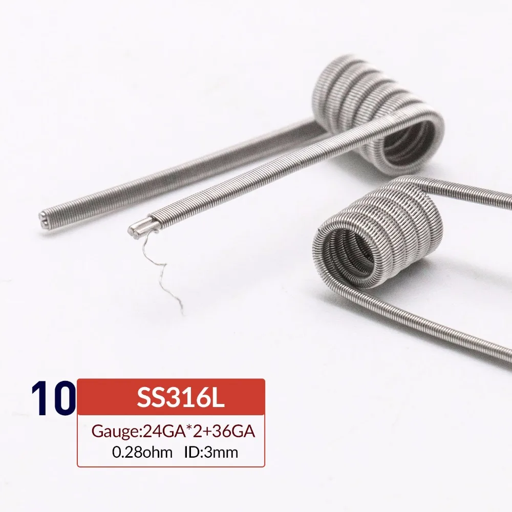 50 шт. катушки Volcanee A1 NI80 SS316L Alien Fused Clapton готовая катушка нихромовая для электронной