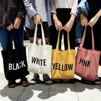 1pc fashion canvas shopping bag women handbag letter printing storage shoulder tote bag lady girls gift summer new