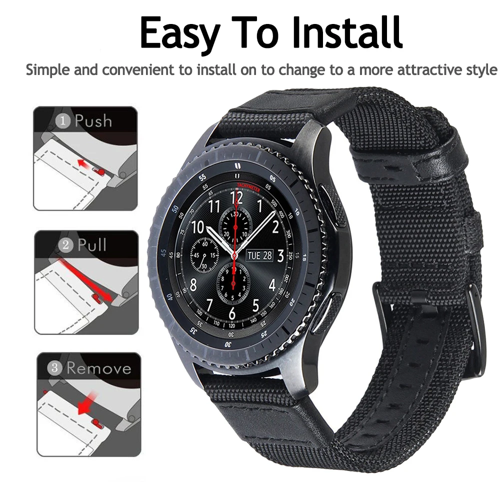 Laforuta 22 мм для samsung gear Sport S3 Classic Frontier Galaxy Watch 46 мм ремешок армейский зеленый нейлоновая ткань быстросъемный ремешок