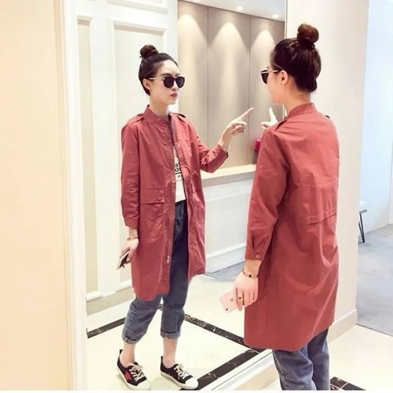 Женский Длинный осенний Тренч свободное пикантное однотонное пальто большого