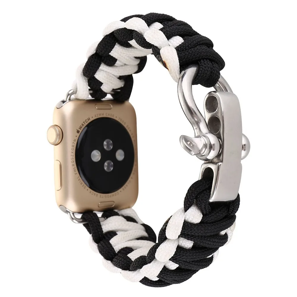 38/42 мм наручных часов iWatch, ремешок с адаптеры для сим-карт нейлоновая веревка выживание, браслет, ремешок для наручных часов, Повседневное Спортивная Apple часы-ремешки Армейский зеленый
