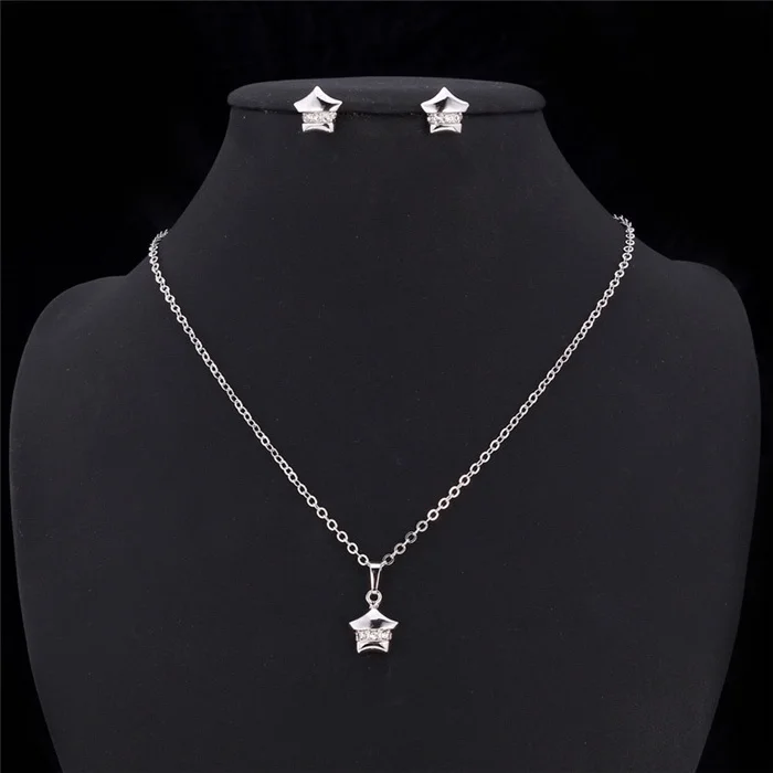 Комплект из колье и серёг с маленькой звездой|necklace earring set|earrings setfashion earrings set |